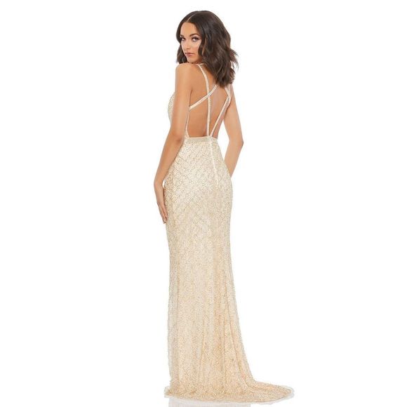 MAC DUGGAL LATTICE PATTERN BEADED GOWN - Picture 2 of 10